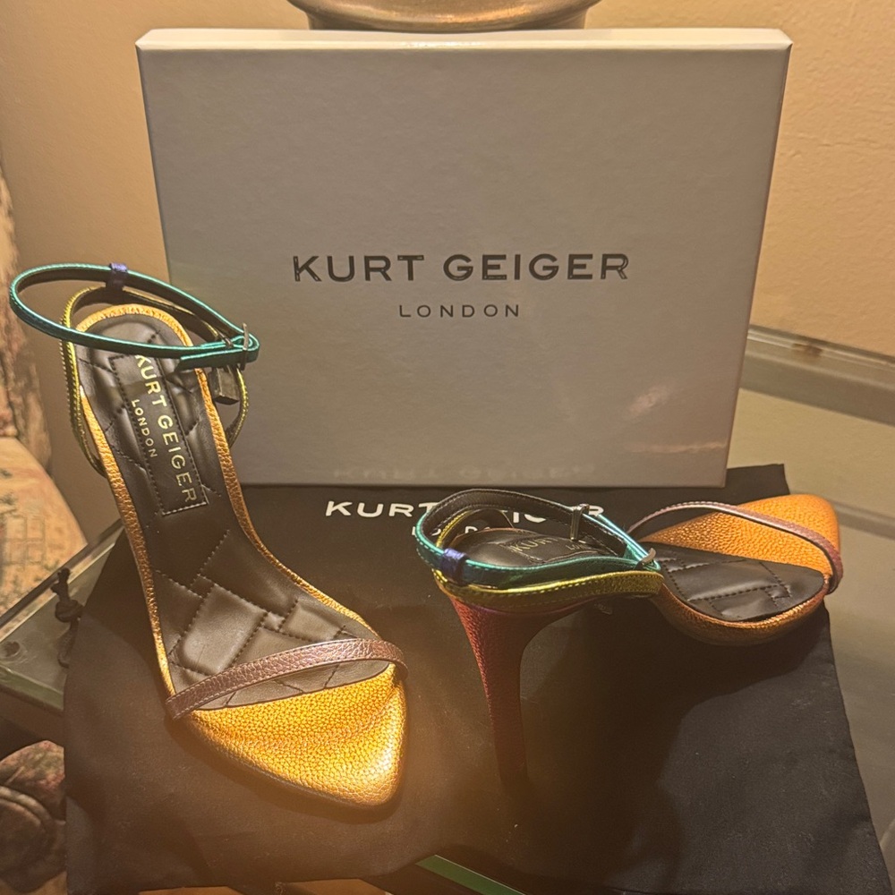 Kurt Geiger Gold and Rainbow Strappy Heels